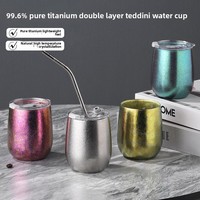 Gelas Luar Ruangan Sekali Pakai Ramah Lingkungan Berlapis Ganda Titanium dengan Desain Frost/Warna-warni dan Motif Bunga Es untuk Air, Teh, Anggur & Lainnya