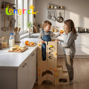 Tour <span class=keywords><strong>de</strong></span> <span class=keywords><strong>cuisine</strong></span> pliable 4-en-1 pour tout-petits avec 2 niveaux réglables et design coulissant, marchepied unisexe pour salle <span class=keywords><strong>de</strong></span> jeux et usage domestique - Product Image 4