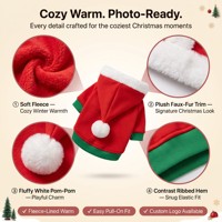 Costume de Noël pour chien : Sweat à capuche en polyester avec bordure en fausse fourrure, polaire douillet style Père Noël pour petits et moyens chiens – Idéal pour les fêtes d'hiver et les séances photo