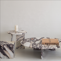 SH STONE Calacatta Violet Table Ronde D'appoint De Luxe Viola Marbre Plinthe T Cadre Marbre Table Basse D'appoint En Marbre Avec Veines Violettes