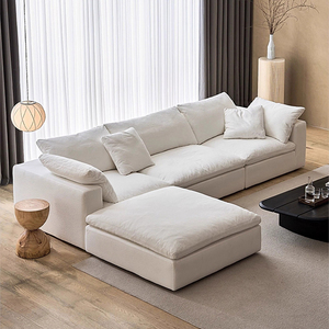 Canapé modulaire en tissu de lin pour salon, design moderne, ensemble nuage en forme de L pour hôtel - Product Image 1