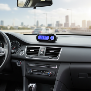 Car <b>Digital</b> <b>Clock</b> Thermometer 2 In 1 Plastic Interior Accessory Vehicle Power Supply English Display Convenient Design - Product Image 3