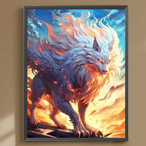 Pittura Diamante Creativa Fai da Te 40*50cm <span class=keywords><strong>Re</strong></span> Lupo Decorazione Murale, Diamanti Acrilici Rotondi Completi 5D, Pittura Diamante Animale per Principianti - Product Image 3