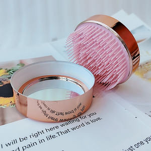 Cepillo de pelo de viaje para desenredar con logotipo personalizado, peine de silicona suave, masaje de pelo liso, Mini cepillo de pelo plegable, espejo - Product Image 3