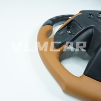 Volant de direction VLMCAR personnalisé en fibre de carbone tissée brillante à fond plat avec cuir marron cognac pour Range Rover IV L405