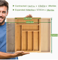 Organisateur de tiroir de cuisine pliable multifonctionnel en bambou moderne à 5 niveaux - Plateau à couverts pour le rangement des ustensiles de cuisine à la maison