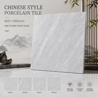 Carrelage de sol intérieur en porcelaine de style chinois moderne 800x800mm, pour hôtel et bureau, surface brillante à quatre faces, veinage marbré