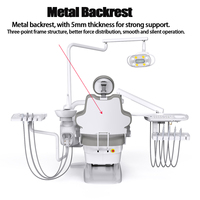 Fauteuil dentaire complet avec 9 positions mémoire, dossier métallique, lampe LED bicolore à 8 LED, tubes importés, pour clinique