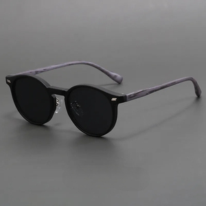 Gafas de Sol Redondas Vintage Retro con Montura Completa Esmerilada, Protección UV400, Montura de Madera Ultraligera en Color Marrón Claro - Product Image 5