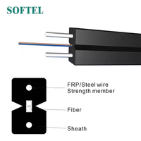 Kabel Drop FTTH Kustom 1 2 4 Core G657A, Harga Pabrik OEM GJYXCH Kabel Serat Optik Dalam Ruangan dengan Kawat Baja 1.0mm LSZH 1KM