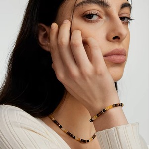 High-end Best-selling Jewelry Tiger's Eye <b>Beaded</b> <b>Bracelet</b> Stainless Steel 18K Gold Women's <b>Bracelet</b> - Product Image 3