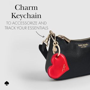 Porte-clés Kate Spade New York en forme de cœur pour porte-breloques, avec anneau doré de luxe, pour sacs, bagages, clés et plus, rouge classique - Product Image 3