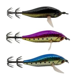 Leurre de pêche en ABS imprimé, rigide, phosphorescent, pour calamar, seiche et crevettes, pour eaux moyennes, pour rivière et lac, avec hameçons - Product Image 4