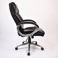 Chaise de bureau pivotante ergonomique avec support lombaire, en cuir PVC noir, chaise de direction, chaise de patron
