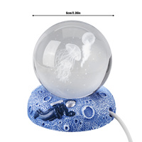 3D Lasergeschnitzte Kunst Kristallkugel Quallen Delfin Seestern Wal Muschel USB LED Nachtlicht Zuhause Schlafzimmer Dekorative Tischlampe
