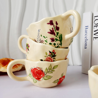 2024 Beeg tasses en gros en vrac dolomite Funky Unique tendance mignon coréen Floral Girly tasse à café en céramique cerise
