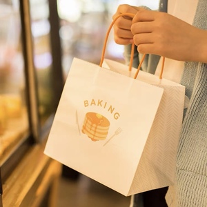 Bolsas de papel Kraft marrón para comida de panadería para llevar Café imprimió su propio logotipo - Product Image 3