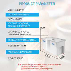 Nueva máquina para hacer rollos de helado frito con sartenes redondas dobles 220V máquina para hacer yogur congelado y helado - Product Image 2