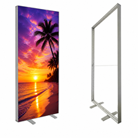 Cadre en profilé aluminium personnalisé portable, boîte à lumière LED en tissu double face, présentoir pour salon professionnel