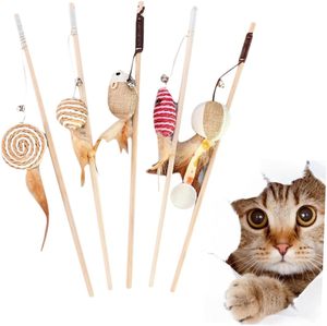 Factory Direct Sale Wooden Mouse With a Sounding Bell the Cat Charmer Wand Interactive Cat Teaser Toys - Product Image 3