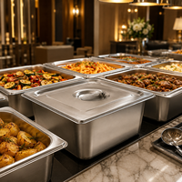 Großhandel 304 Edelstahl GN-Behälter Gastronorm Lebensmittelbehälter mit Deckel Hotel Buffet Warmhaltebehälter Lebensmittelaufbewahrung