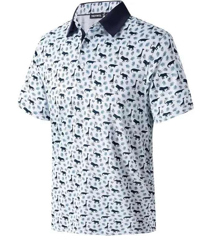 בד פוליאסטר וספנדקס כותנה הדפסת לוגו מותאם אישית 4 כיווני מתיחה מהיר יבש דק חולצת פולו גולף לגברים