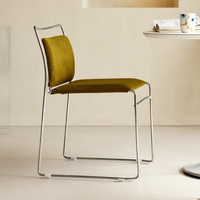 Chaise de salle à manger vintage style Bauhaus avec cadre en métal chromé et dossier rembourré en tissu maillé pour les bureaux à domicile et les cafés
