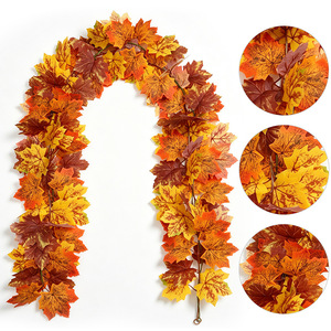 Green Field <b>Artificial</b> Maple Vine 6ft Autumn Decor Halloween Thanksgiving Hanging <b>Garland</b> Silk Leaves Fall Seasonal Decoration - Product Image 1