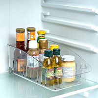 Récipient de stockage alimentaire en plastique pour boissons Organisateur de stockage transparent Boîte de rangement pour réfrigérateur avec roues et plaque mobile