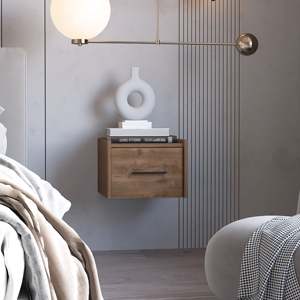 Dark Brown <b>Wall</b> Mounted Floating Nightstand With Drawer For Bedroom <b>Storage</b> - Product Image 1