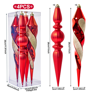 Tendencia 2026: Adornos Navideños Rectangulares de Lujo, 4 Piezas, Plástico Irrompible, Forma de Espiral, Hielo, Colgantes para Árbol de Navidad - Product Image 3