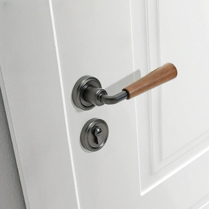Serrure de porte en bois de noyer, pour chambre intérieure, poignée rétro silencieuse à deux parties - Product Image 5