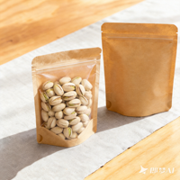 Bolsa de Papel Kraft Personalizada a Prueba de Humedad con Ventana Transparente y Cierre Hermético para Envasado de Frutos Secos y Alimentos