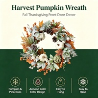Guirlande de Noël écologique de luxe en plastique avec feuilles de fleurs, citrouilles, pommes de pin et baies pour décoration intérieure