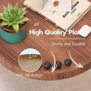 French Small <strong>Folding</strong> Desk Round Foldable Wall <strong>Table</strong> with Retractable Shelf Wood <strong>Coffee</strong> <strong>Table</strong> Desk for Bedroom Living Room Study - Product Image 4