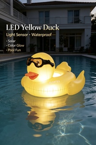 Flotador de Agua con Luz Solar e Inducción, Pato o Unicornio Luminoso, Control Remoto, Anillo Flotante Grande con Asas - Product Image 3