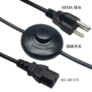 European Standard 2 Prong 1.5m kema keur VDE approval 2*0.75mm Lighting Power Cord connector with 303 Switch ac plug pvc cable