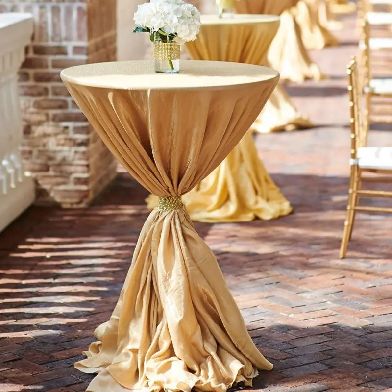 Polyester düz renk gömme kokteyl masası kapak yüksek Top masa çubuğu kapağı olay parti masa örtüsü için yuvarlak masa örtüleri düğün