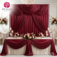 HuaLai Rideau de fond 10x10 pieds en soie de lait bordeaux, draperies plissées sans plis en tissu extensible pour la décoration de la table principale, personnalisable