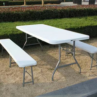 Table pliable, meuble d'extérieur léger, en plastique, blanc, rectangulaire, pour événement, banquet, 1 pièce