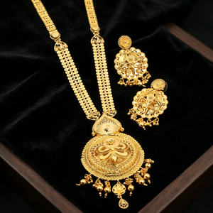 Wholesale 14K 18K 24K Micro Gold Plated Forming Long Set, Micro Gold Fashion Long Jewelry, Traditional Floral Design Jewelry Set - Product Image 4