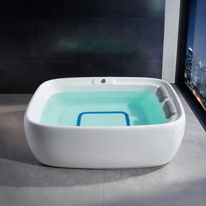 JUMP Design Acrylic Freestanding Soaking Tub with Soft Headrests and Smart LED Chromotherapy Light for Bathroom - Product Image 3
