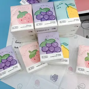 Senwen Fruit Gezichtsweefsels Maagdelijke Houtpulp Pocket Tissues Kubus Doos 9 Packs 3 Laags 8 Vellen Zakdoekweefsel Oem