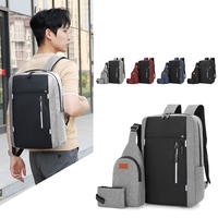 Bolsa de viaje personalizada Mochilas grandes de alta calidad para computadora con USB Juego de 3 piezas Mochila de viaje para computadora portátil Mochila escolar multifuncional