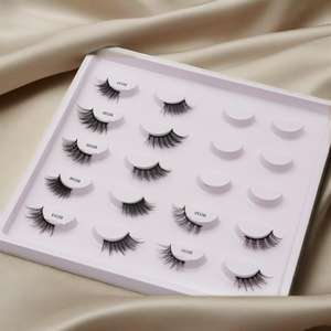 新款3D貂皮加长7对5对长半睫毛美容化妆素食纤维全条睫毛定制半睫毛 - Product Image 6