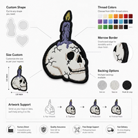 Patchs brodés personnalisés en gros, motif crâne de dessin animé, thermocollants ou à coudre, pour vêtements, chapeaux, sacs, vestes