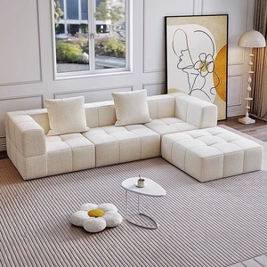Juego de Sofá Cama Modular Cuadrado Moderno, Muebles de Tela que Ahorran Espacio con Esponja Comprimida al Vacío para Sala de Estar de Hotel y Villa - Product Image 4