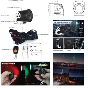 3 pouces 60W Whipless LED Laser Whip Light Switch Remote RGB Chase Antenne Sky Tracer pour UTV ATV RZR Can Am <span class=keywords><strong>Dune</strong></span> Buggy Truck Boat - Product Image 6