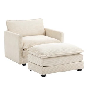Sillón de pana blanco moderno con sofás otomanos para sala de estar <span class=keywords><strong>tapizados</strong></span> sofá de tela de un asiento silla decorativa - Product Image 4