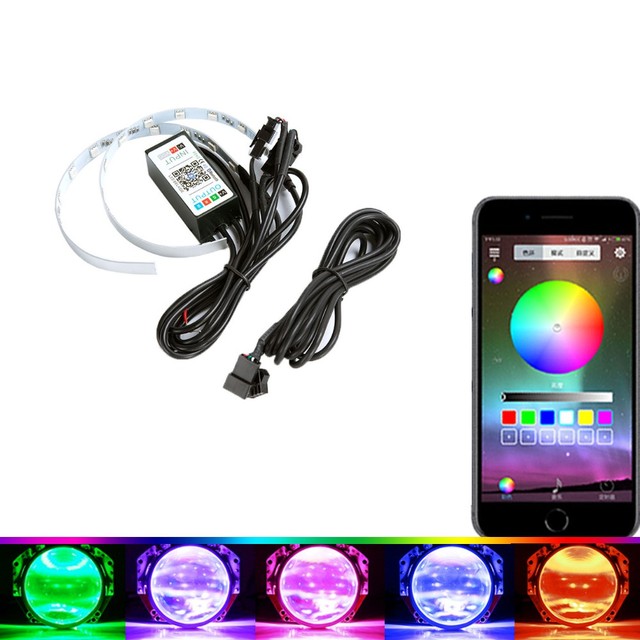 RGB Demon Eyes Headlights Projector Lens App Control Devil Eye Led Car Decorative Accessories